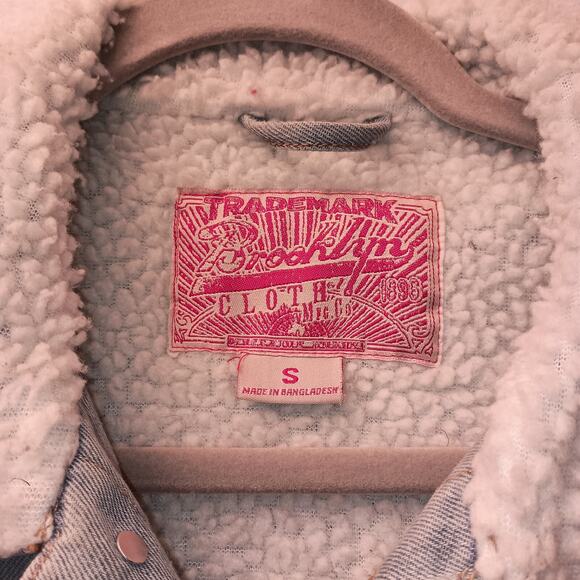 Brooklyn Cloth Men's Sherpa Lined Denim Truckers Blue Jean Jacket Size Small - Picture 3 of 9